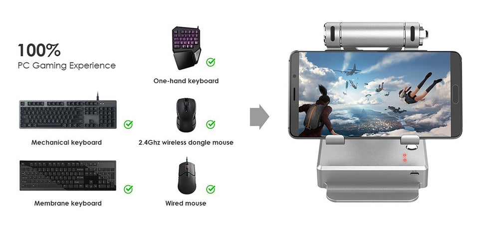 BattleDock Converter Stand Docking for AoV,Mobile Legends, FPS Game with G30 Wired Gaming Keypad add HXSJ H100 Mouse