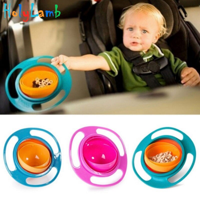 360 Rotate Spill-Proof Bowl Dishe for Kids to Avoid Food Spilling