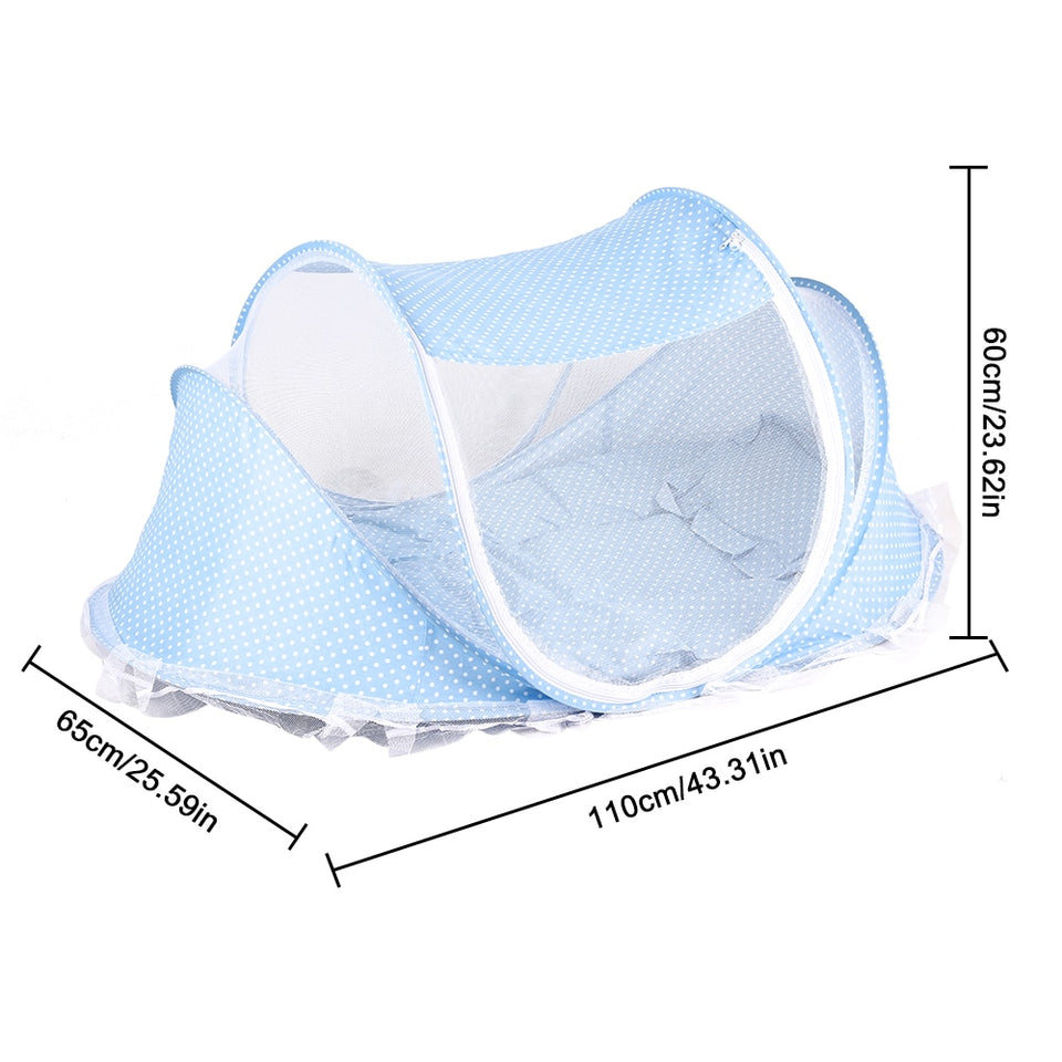 4pcs/lot Baby Crib Bed With Mattress Pillow Set Portable Folding Crib Net