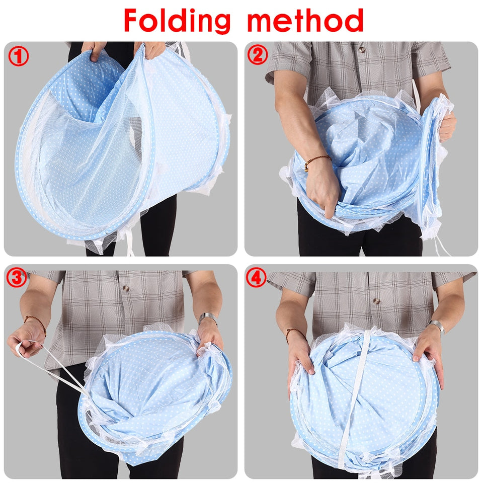 4pcs/lot Baby Crib Bed With Mattress Pillow Set Portable Folding Crib Net