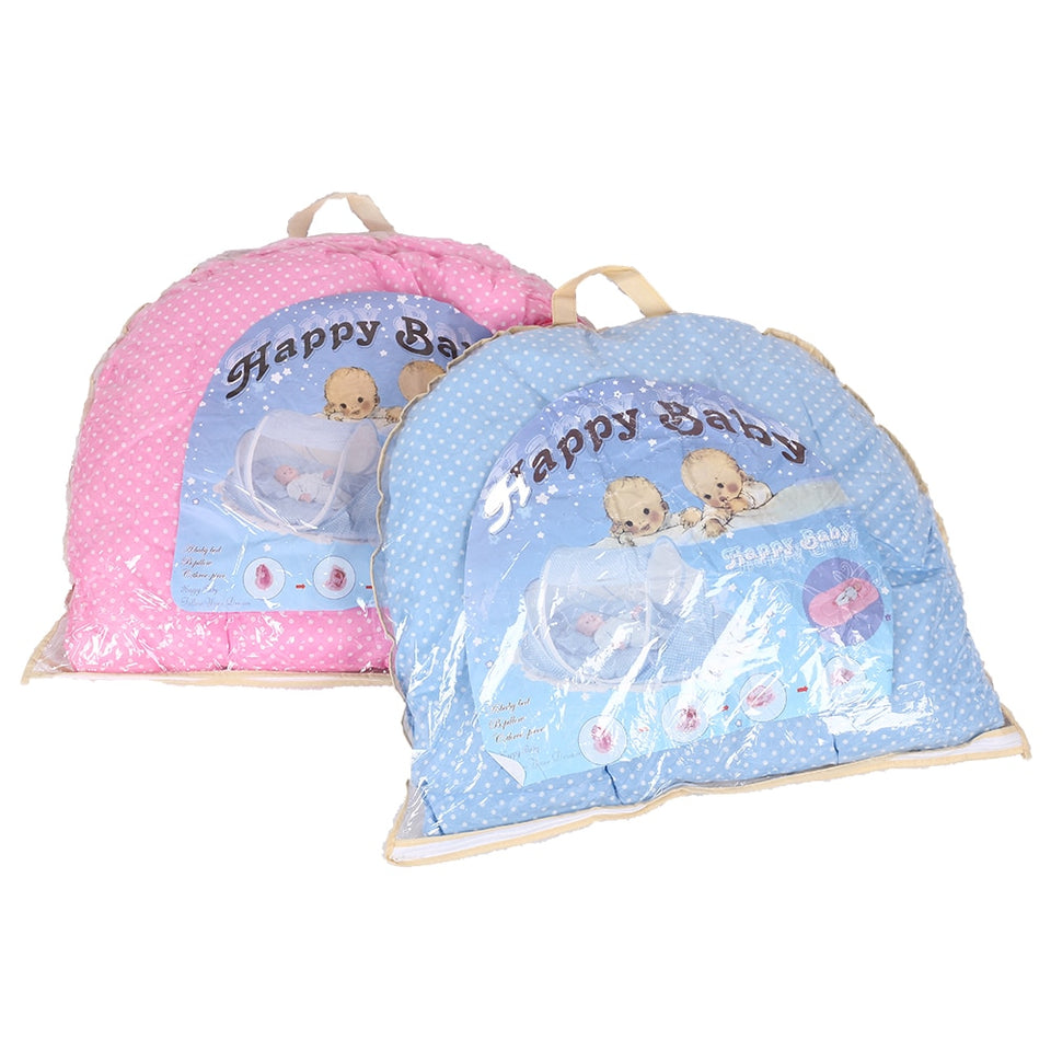 4pcs/lot Baby Crib Bed With Mattress Pillow Set Portable Folding Crib Net