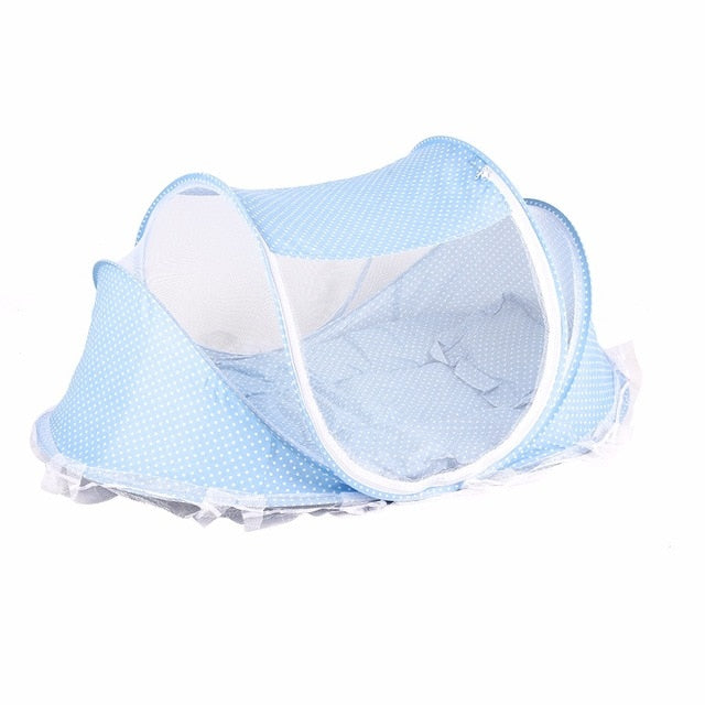 4pcs/lot Baby Crib Bed With Mattress Pillow Set Portable Folding Crib Net